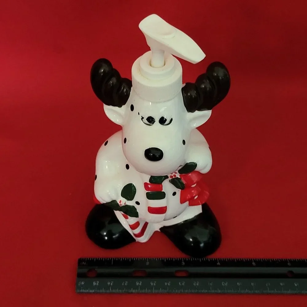Ceramic Christmas Reindeer Soap Lotion Dispenser for Kitchen Bath